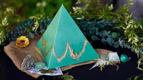 Prosperity & Wealth Manifestation Crystal Pyramid Candle